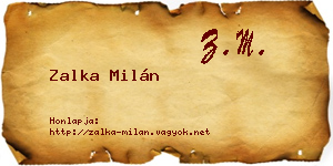 Zalka Milán névjegykártya